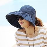 Hatrita-J 帽子さん日除け帽夏の砂浜に沿って晒太陽潮日焼け止め大折りたたみ麦わら帽 c