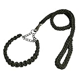 Avidora 犬 リード ハーフチョーク チェーン ロングリード 大型犬 首輪 アーミーグリーン XL