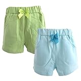ハイキングフライ(Hikfly)2枚組ベビー服男の子女の子 赤ちゃん柔らかい綿ショートパンツ セット テリーショーツ (M/2-3歳, 青 , 緑)