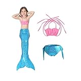 icamecho 女の子 人魚姫水着 セパレート (lightblue) (140CM)