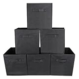 衣類 ソックス おもちゃ収納ボックス 深型インナーボックス 不織布製 幅27x奥行27x高さ28cm 6個セット ブラック