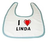 Baby Bib with I Love Linda (first name/surname/nickname) by Shopzeus