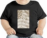Naked Topless American Flag Babe オーガニックベビーTシャツ 12 - 18 Months