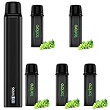 電子タバコ VAPE スターターキット カートリッジ 5本セット 25000回吸引 本体 POD LEDディスプレイ搭載 残量表示 使い捨て 使用簡単 メンソール入り 爆煙 禁煙 ベイプ コスパ ニコチン0 タール0 IM4型 TORIDO (マスカット*5+バッテリー*1（黒）)