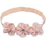 Refaxi 新しい赤ちゃんの花の帽子花刺繍ヘッドバンド（ピンク）