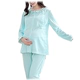 Spinas(スピナス) マタニティ ウェア かわいい パジャマ 授乳口付き 綿 長袖 産前産後 セットアップ 全２色（ピンク、ブルー）