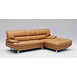 本革 ソファー カウチソファー 3人掛け レザー 座って左カウチ キャメル