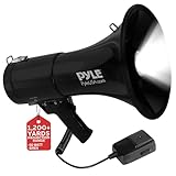 Pyle 50Wポータブルメガホンブルホーンスピーカーはマイク、警報サイレン、調節可能な音量付きです。屋内外で使用可能です。