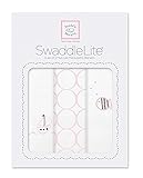 SwaddleDesigns SwaddleLite, Set of 3 Marquisette Swaddle Blankets, Premium Cotton Muslin, Pastel Pin