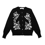 Kayiyasu カイヤス キッズ カーディガン 子ども セーター ニット カットソー スウェット トレーナー 前開き 花柄 刺繍 021-xcfz-15033(3Y（100cm） ブラック )