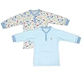 ボーイズベビー[Baby’s Dream]男の子用|綿100％長袖肌着シャツ２枚セット|暖かやわらか素材 90cm サックス-ホワイト