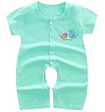 Plus Nao(プラスナオ) ベビー服 ロンパース 足つき 半袖 長ズボン 前開き シンプル 鳥 バード 可愛い かわいい ベビー 赤ちゃん 幼児 新生 グリーン 90