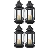 USA Premium Store Black Nostalgic Stagecoach Candle Lanterns Set of 4 [並行輸入品]