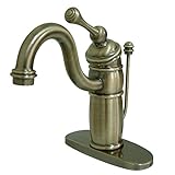 Kingston Brass KB1403BL Single Handle Mono Deck Lavatory Faucet with Retail Pop-up & Optional Deck P