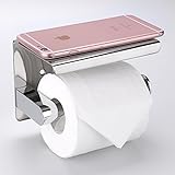 Sumnacon トイレットペーパーホルダー ステンレススチール製 スマホ収納棚付き 壁掛けタオルホルダー フック タワー Polished