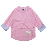 《春夏対応》 SUCRE(シュクル) 杢天竺手口折り返し長袖Tシャツ 120cm /ピンク NO.F-473115
