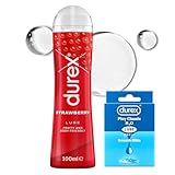 デュレックス 潤滑ゼリー ストロベリー 100ml 水性 ローション フレーバータイプ + 試供品付き（デュレックス 潤滑ゼリー フィール 5mL 3個入り） 【Amazon.co.jp限定】