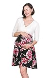 Hello Miz Elbow Sleeve Vネックカラーブロックフラワープリントマタニティ授乳スケータードレス US サイズ: S カラー: ブラック