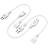KOZUMUWAN 【延長コード 屋内用 3本セット】電源タップ ACアダプタ用電源延長コード 1個口 ホワイト ト 頑丈コード ラッキング火災予防絶縁キャップ付きスイングプラグ フリープラグ 180度回転プラグ 2ピンプラグ接続可能 メス オス 3本入り (0.3ｍ, ホワイト)
