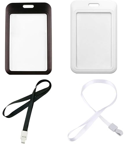 Glarks 10Pcs Vertical ID Badge Holders With Lanyard - Clear Double Sided Card Holder Set For Work/School