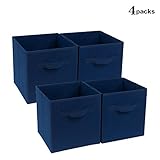 zonyon 4-cubeストレージコンテナ、折りたたみ式ファブリックストレージキューブ、バスケット、本棚オーガナイザー、保育園Hamper withハンドルの女性、メンズ、キッズ、玩具、ベッドルーム