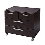 日本製(大川家具) クローゼット収納チェスト幅73高さ66.5キャスター付ウエンジブラウン  um0107 代引不可