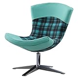 1人掛け ラウンジチェア スプーン チェックブルー柄