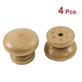 SODIAL(R) 4x キャビネット引き出し　1.3"の直径のラウンド木製プルノブハンドル