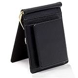 【GRAV】 マネークリップ 小銭入れ付き メンズ 財布 二つ折り 革（ICカードポケット 隠しポケット付き） (ブラック/ブラック)