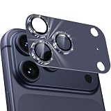 Woxuyee カメラフィルム iPhone 17 Pro Max用 キラキラ 全面保護 いphone17Pro Max カメラ保護 ピカピカ 黒縁取り 露出オーバー防止 9H強化ガラス キズに強い カメラカバー 超高透過率 アイフォン17 プロ max レンズカバー プロテクター ブルー