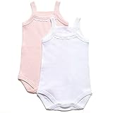Amoureux Bebe Super Softリブ編みトルコ100 %コットンピンク/ホワイトベビーキャミソールOnesies。 カラー: ホワイト