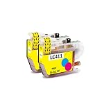 ブラザー 用 LC411 LC411Y互換インクカートリッジ (2本セット/イエロー/番号区別は不要/大容量/ICチップス搭載)対応機種: DCP-J928N-W DCP-J928N-B DCP-J528N MFC-J905N DCP-J915N DCP-J1800N DCP-J926N-W DCP-J926N-B DCP-J526N MFC-J904Nなど