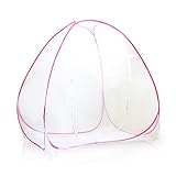 蚊帳テント ベビー ワンタッチ 密閉型 子ども 赤ちゃん 蚊 ムカデ 虫除け 夏 エコ 1.5M×1.5M コンパクト 収納 ピンク