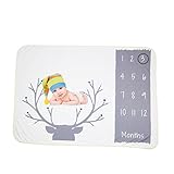 AOLVO Monthlyマイルストーン毛布新生児写真撮影小道具撮影30 " x40 " Backdrop幼児写真背景Blanket Including Wreath for Baby男の子と女の子、