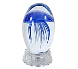 【Woliwowa】 置物 蓄光ガラス クラゲ 台座付き (ブルー) [並行輸入品]