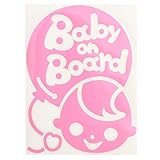 ピンク（桃色） Baby on board〈子供〉ステッカー 窓ガラス用シールタイプ 赤ちゃん 車の後ろ 妊婦 安心 安全 ※吸盤・マグネットタイプではありません 取付簡単 赤ちゃんが乗っています 可
