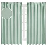 Hansleep 完全遮光カーテン リネン生地 柄 2枚組 幅100cm丈135cm カルダモングリーン 断熱 防寒 防音 省エネ 厚手 無地 おしゃれ 洗える リビング用 (カルダモングリーン, 幅100cm×丈135cm)