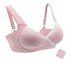 iLoveSIA (アイラブシア) マタニティ ブラジャー クロスオープン ノンワイヤー ブラカップ付 ピンク LL(XXL実物サイズタグ)