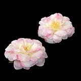 Baoblaze 10個入り　美しい　人工造花　椿の花　ヘッド　結婚式　パーティー　結婚式の車の装飾花　ブローチ　花のボール　コサージュ　多色選べる　 - ピンク＆イエロー