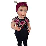 Karchi 子供オールインワン ベビー連体服　袖なし 無地 花刺繍　サロペットパンツ 　ベビー ロンパース　女の子用　普段着 カジュアル 可愛い 春夏　全5色 (70, ブラック)