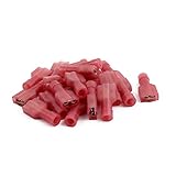 uxcell 絶縁圧着端子　ナイロン製　レッド　22-16AMGワイヤ　 20個入り