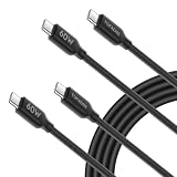 TOPADRE USB Type Cケーブル 「2本セット 1.5M 60W/3A」PD3.0対応 急速充電データ転送 高耐久TPE素材 断線防止 タイプcケーブル iPhone 15、MacBook Pro、Xperia、GalaxyなどType-c機種対応 (黒色)