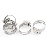 uxcell ホースバンド ホースクランプ ステンレス 金属 パイプクリップ 調整可能 シルバートーン 5個入り