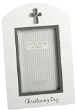 Baby's Christening Day Photo Frame - White Wood and Silver Cross Picture Frame by WIDDOP BINGHAM & C
