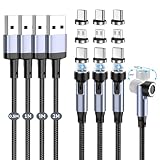 マグネット-充電ケーブル 7ピン 3A急速充電+データ通信 For Phone Type-C-充電ケーブル 3in1 充電コード 【9個端子+ 4本セット】 540度回転 0.5M+1M+1M+2M 磁石 Ligting USB-B ケ ーブル For Pad Air/Pad Pro/For Phone 13 / 12 / 11 / SE/Pixel 片手操作 ブルーシルバー HYDOOD