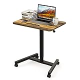 高さ28インチ 調節可能 ラップトップ シット スタンド デスク キャスター付き 調節可能 回転 スタンディング ノートパソコン モバイル デスク カート コーヒーテーブル (ブラック)