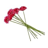 造花ガーベラ，SODIAL(R)10ｘ人工シルクガーベラ　デイジーの花　ウェディング　パーティー　ホーム　ブライダルブーケ　ローズレッド