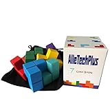alletechplus Somaキューブ木製テトリスパズルボックス7カラフルレンガキューブStacking Blocks Games with a carryバッグ