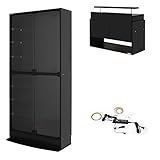 【福袋】【地球家具】コレクションラック「ワイド」新シリーズセット 幅83cm 奥行29cm 【正規品】[鍵付きコレクションケース] [耐震]（開き戸 ハイタイプ本体+上置きロータイプ+LED） ブラック