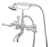 Elements of Design DT2041AL Hot Springs Deck Mount Clawfoot Tub Filler with Hand Shower, 8' in Spout